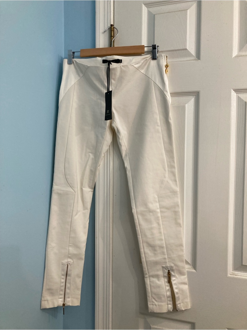 Elisabetta Franchi Slim White Ankle-Zip Skinny Pants